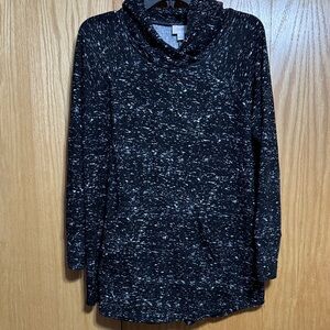 LuLaRoe Black and White Cowl Neck Hooded Sweater